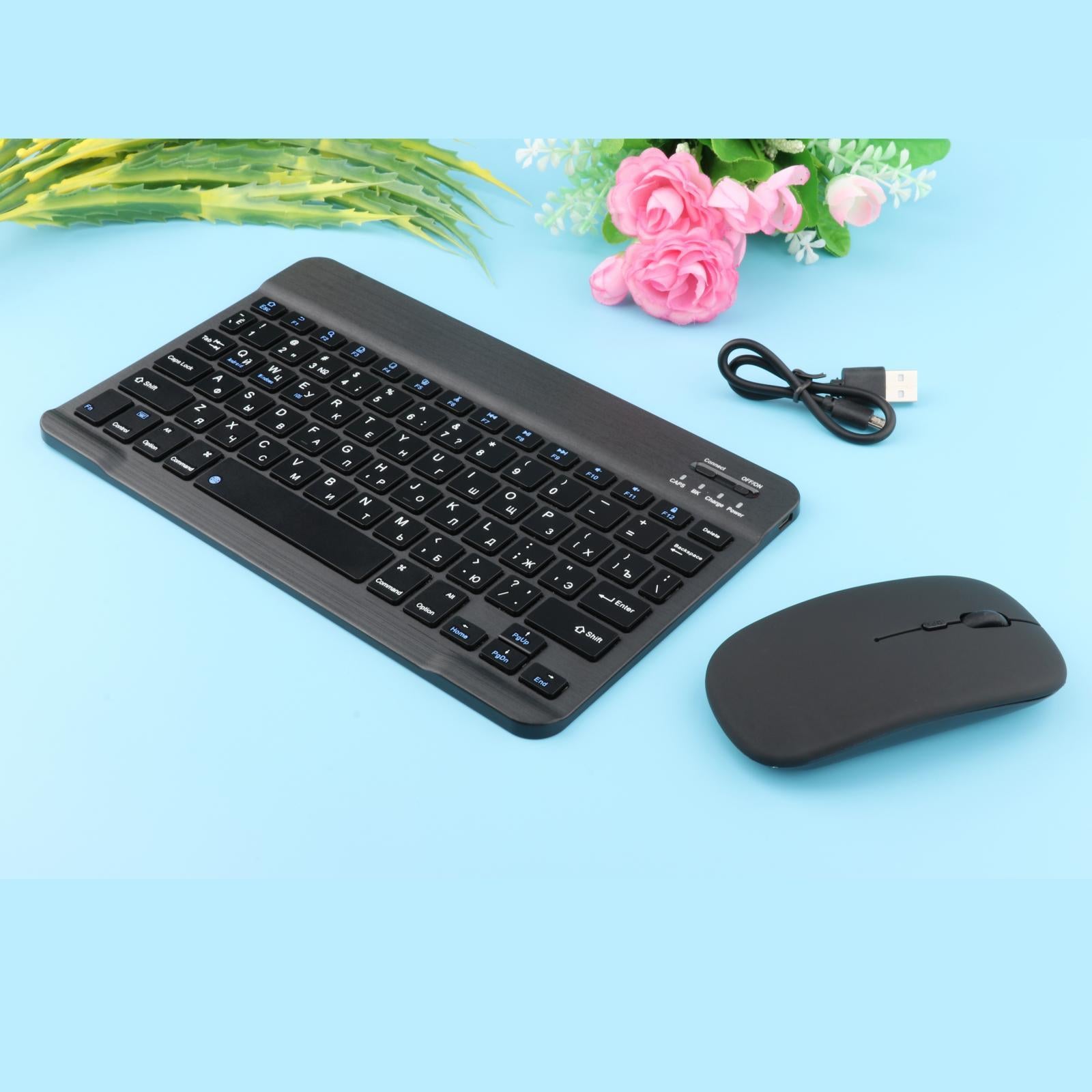 Wireless Bluetooth Keyboard 78Key Russian for Desktop Tablet Phone Black