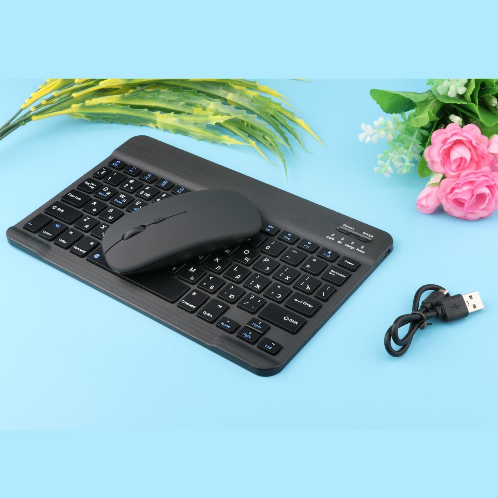 Wireless Bluetooth Keyboard 78Key Russian for Desktop Tablet Phone Black