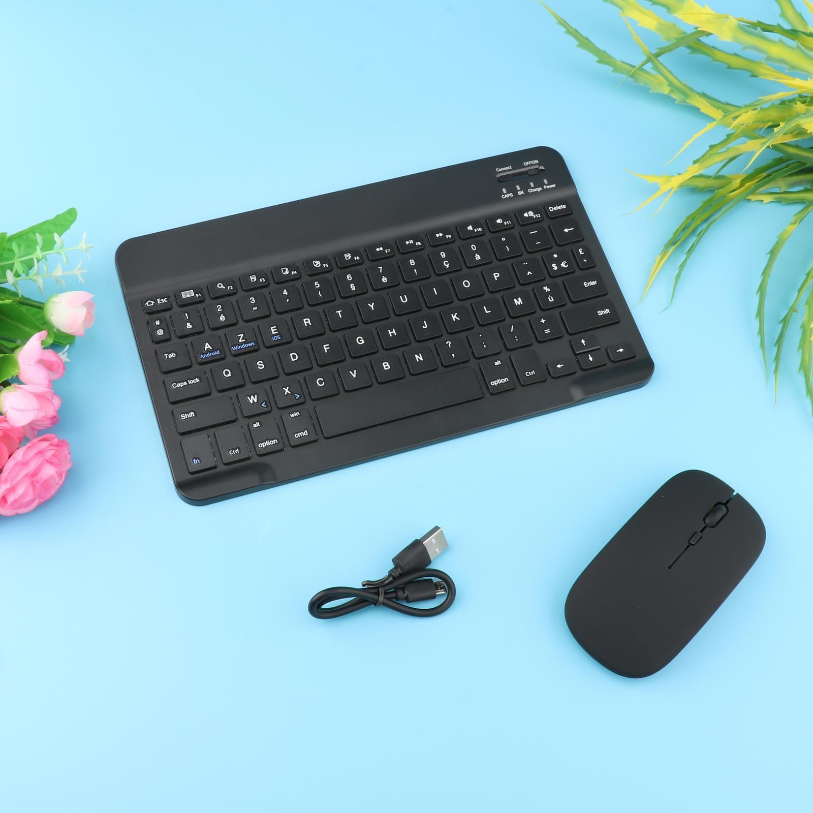 Wireless Bluetooth Keyboard 78Key Russian for Desktop Tablet Phone Black