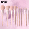 BEILI 10/11 pcs Pink Makeup Brushes Set Vegan Eyebrow Eyelash Powder Synthetic Hair Foundation Brush Make Up Tools For Women