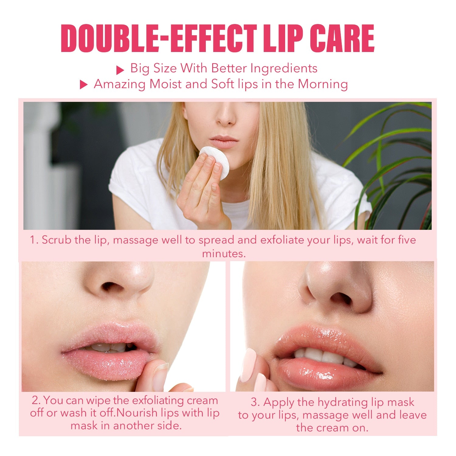 Lip Balm Moisturizing Gel Lip Sleep Mask Lip Repair Cream Double-Effect Lip Care Strawberry Nourishing Exfoliating Lip Scrub