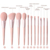 BEILI 10/11 pcs Pink Makeup Brushes Set Vegan Eyebrow Eyelash Powder Synthetic Hair Foundation Brush Make Up Tools For Women