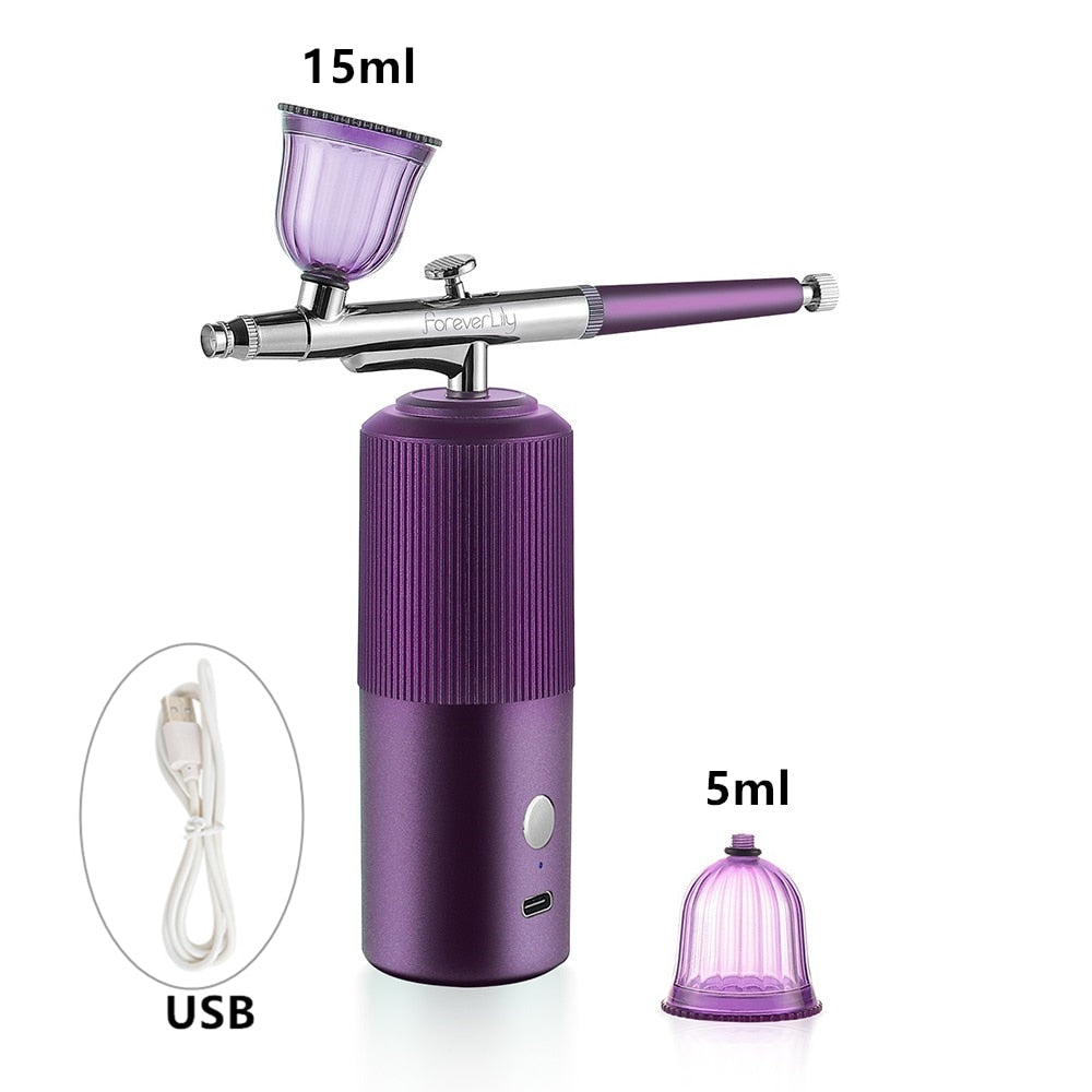 Oxygen Injector Mini Air Compressor Kit Air-Brush Paint Spray Gun Airbrush For Nail Art Tattoo Craft Cake Nano Fog Mist Sprayer