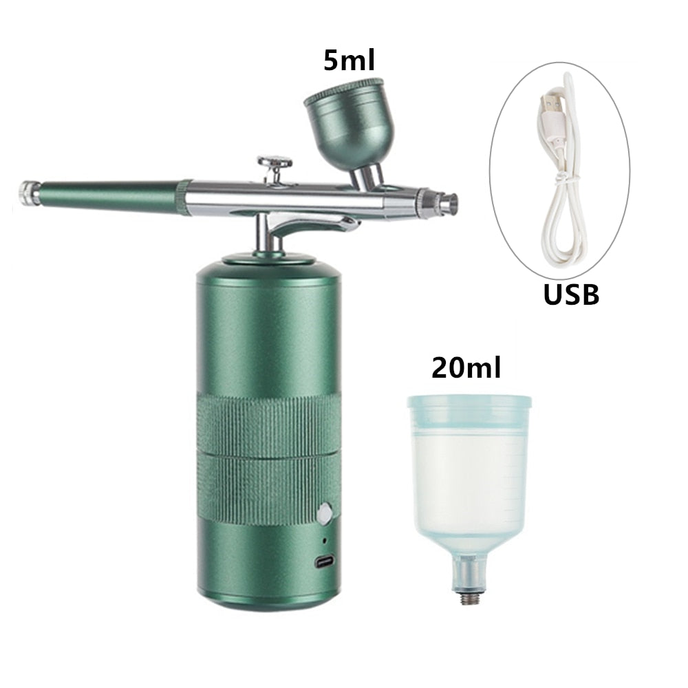 Oxygen Injector Mini Air Compressor Kit Air-Brush Paint Spray Gun Airbrush For Nail Art Tattoo Craft Cake Nano Fog Mist Sprayer