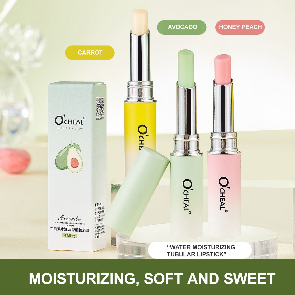 OCHEAL 3 Pcs Moisture Lip Balm Long Lasting Moisturizing Temperature Change Lipstick Anti Aging Repair Lips Mask Casual Type