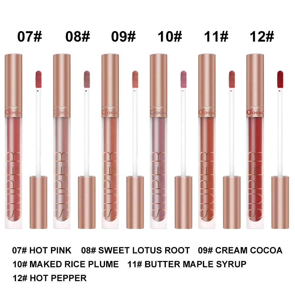 6 Pcs/Lot Liquid Lipstick Matte Lip Gloss Cosmetic Lightweight Lip Glaze Long Lasting Lip Waterproof Lips Makeup OCHEAL