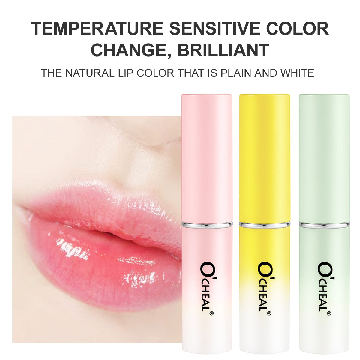 OCHEAL 3 Pcs Moisture Lip Balm Long Lasting Moisturizing Temperature Change Lipstick Anti Aging Repair Lips Mask Casual Type