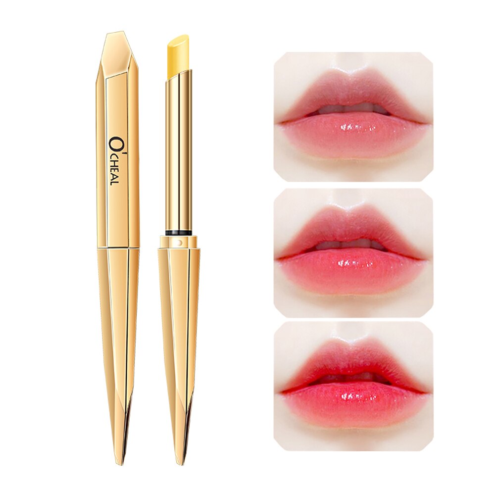 3 Pcs Gold Moisture Lip Balm Long Lasting Moisturizing Temperature Change Lipstick Anti Aging Repair Lips Mask OCHEAL Makeup