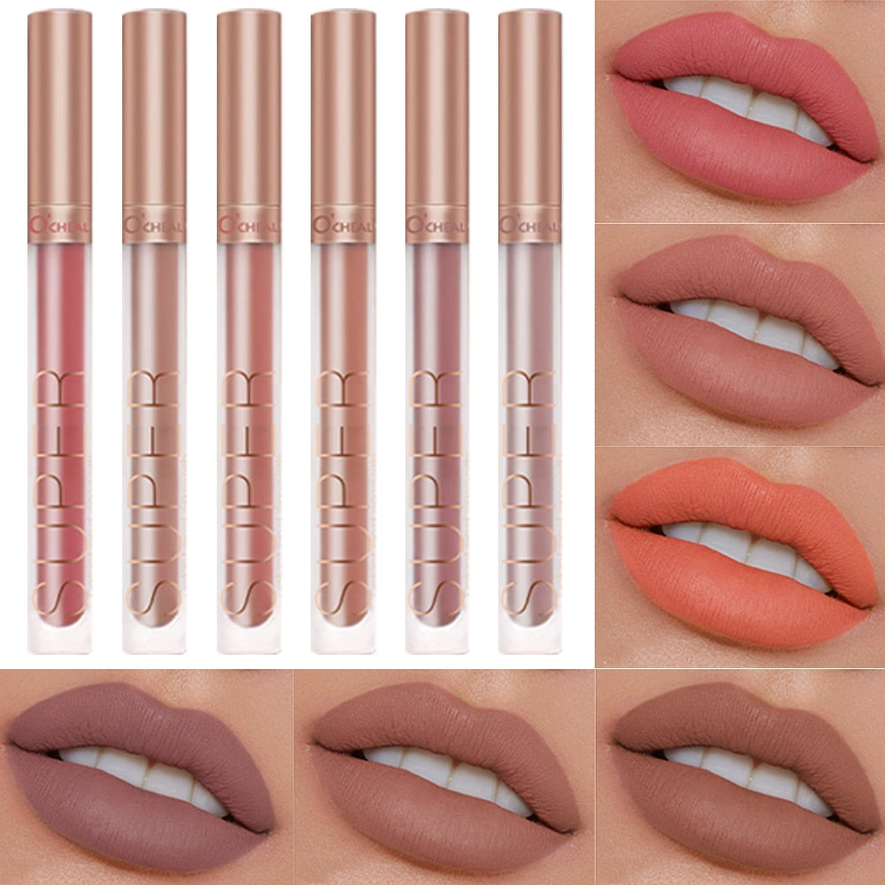 6 Pcs/Lot Liquid Lipstick Matte Lip Gloss Cosmetic Lightweight Lip Glaze Long Lasting Lip Waterproof Lips Makeup OCHEAL